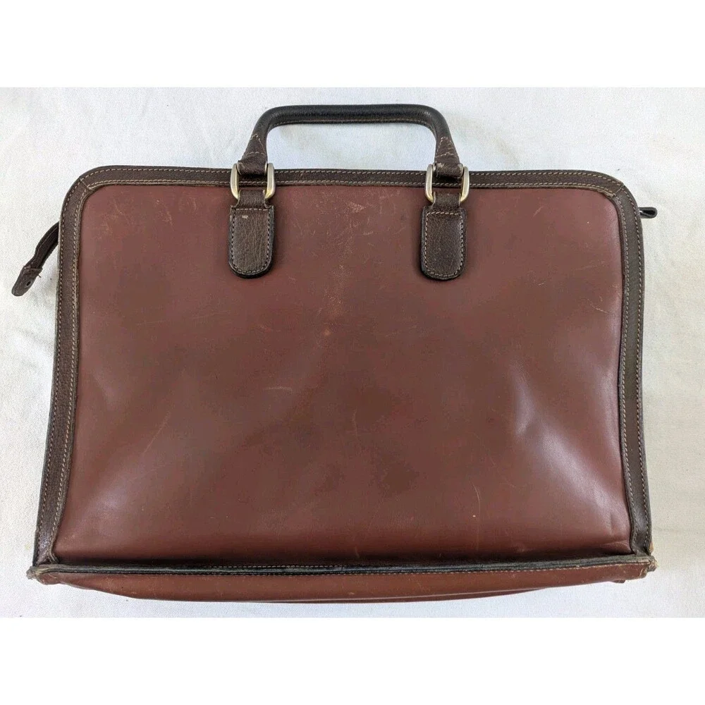 Vintage Mark Cross Men's Brown Leather Briefcase Made In Italy 80s Attache